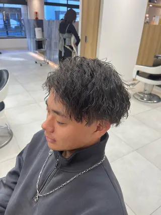 ミディアム パーマ メンズ ブリーチパーマ🌍 正木天のヘアスタイル