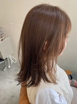 ミディアム カラー 酸性ストレート/ブリ ーチなしWカラー河本のヘアスタイル