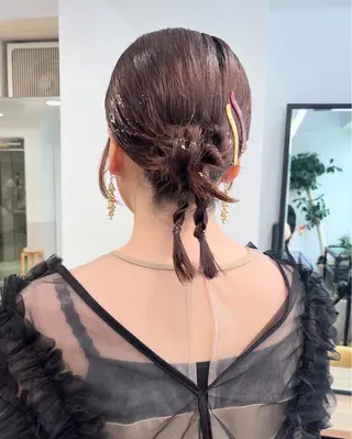 ミディアム ヘアアレンジ マミ☁️ヘアセット /お呼ばれヘア/銀座のヘアスタイル