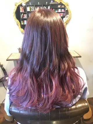 セミロング カラー 縮毛矯正クロスパーマ 益子達也のヘアスタイル