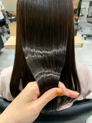 ロング カラー パーマ 髪質改善🩵艶髪 ストレート🩵山口のヘアスタイル
