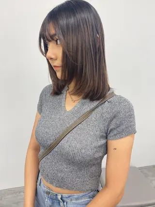 ミディアム カラー 寒河江 友花のヘアスタイル