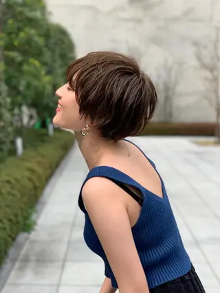ショート カラー パーマ ヘアアレンジ 顔周りカット・相談 レイヤーも◎しずくのヘアスタイル
