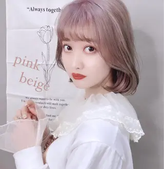 ショート カラー 透明感カラー×小 顔レイヤー♡ヒデさんのヘアスタイル