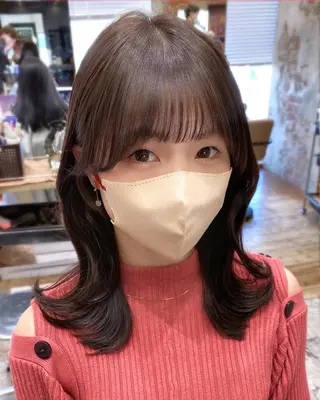 ミディアム カラー 顔まわりカット🌟 くびれヘア/寺門遥輝のヘアスタイル