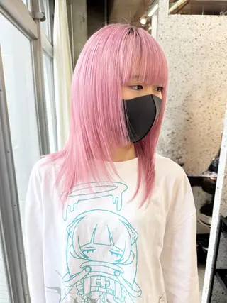 ミディアム カラー ヘアアレンジ lani ブリーチ /ダブルカラーのヘアスタイル