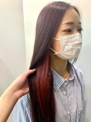 ロング カラー 🌷ラベンダーピンク 顔まわり🌷ねいろのヘアスタイル