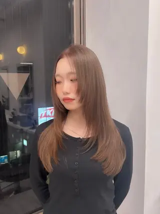 ロング カラー パーマ ヘアアレンジ メンズ キッズ ブリーチなしカラー/ ブラウン/レイヤーのヘアスタイル