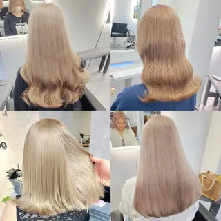 セミロング カラー ブリーチ&エクステ 🥀ケアカラー特化のヘアスタイル