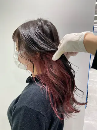 セミロング カラー ヘアアレンジ ネイル マツエク・マツパ 韓国風ベージュ🤎 赤みなし🌿横浜🤎のヘアスタイル