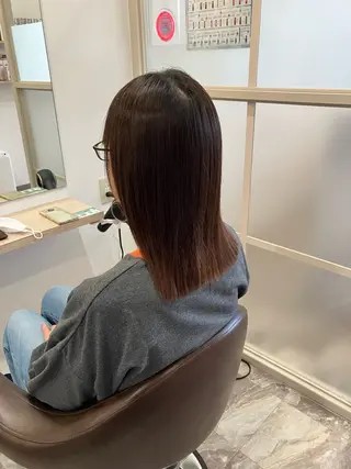 ミディアム カラー パーマ ブリーチ&ストレート 長谷川勇人のヘアスタイル