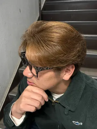 ショート カラー メンズ 暗髪カラー/ベージュ 似合わせカットのヘアスタイル