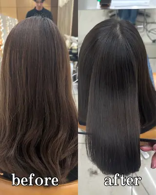 ミディアム カラー 髪質改善× 白髪ぼかし溝江のヘアスタイル