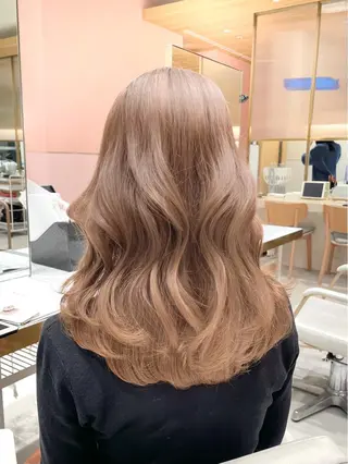 セミロング カラー ヘアアレンジ 🤎小顔レイヤー /ベージュ🤎友香のヘアスタイル