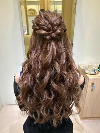 ロング ヘアアレンジ ボウ🪞ヘアセット /メイク/マツパのマツエク・マツパデザイン