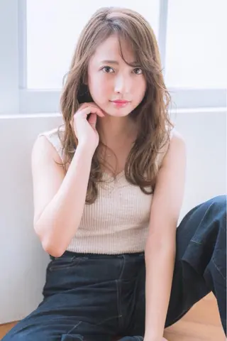 ミディアム カラー パーマ ヘアアレンジ 【白髪ぼかし 専門GBG】自由が丘のヘアスタイル