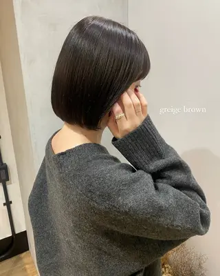 ミディアム カラー むく。/顔周りカット /髪質改善ストレートのヘアスタイル