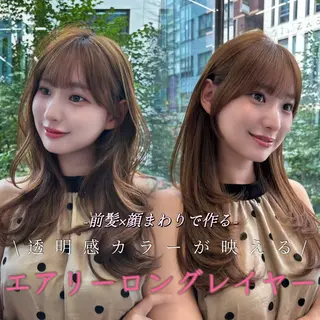 セミロング カラー レイヤー×顔周 り×髪質改善/MIUのヘアスタイル