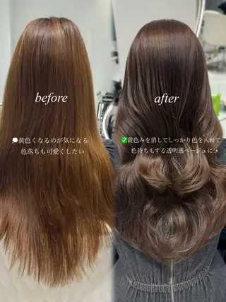 ロング カラー 𝑹𝒊𝒉𝒐🎀 名駅/大人韓国ヘアのヘアスタイル