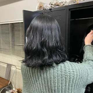 ミディアム カラー パーマ ヘアアレンジ メンズ キッズ ネイル マツエク・マツパ 切りっぱなしヘアボブ ミディアムヘアRYOのヘアスタイル