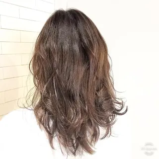 セミロング カラー パーマ ヘアアレンジ レイヤー×ヘッドスパ *保田遥*のヘアスタイル
