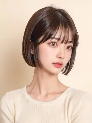 ミディアム カラー 艶感/韓国風 🤍moeka🤍のヘアスタイル