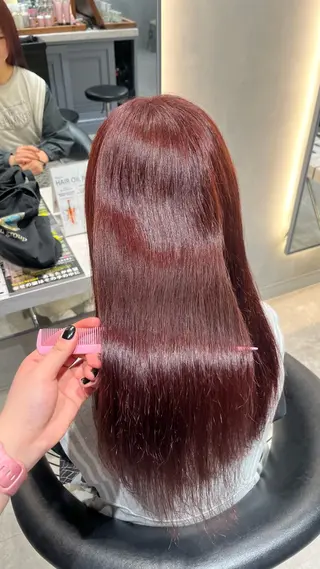 ロング カラー 🎀リ  お🎀 カット/縮毛矯正のヘアスタイル