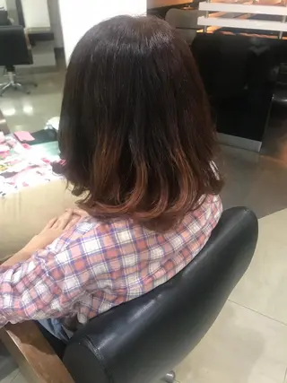 ミディアム カラー ヘアアレンジ 烏山 達也のヘアスタイル