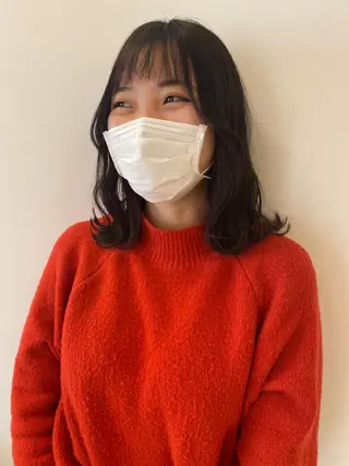 セミロング カラー 顔まわりカット✄ ベージュカラー🧸のヘアスタイル