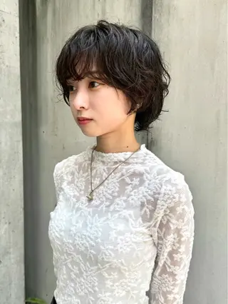 ショート パーマ デジタルパーマ 🌀ボブ　萩原　龍のヘアスタイル