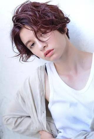 ショート カラー パーマ 韓国レイヤー/艶髪 WATSUKIのヘアスタイル