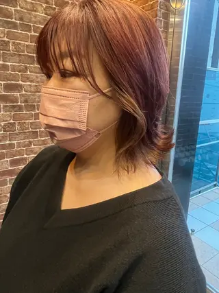 ミディアム カラー パーマ メンズ 久木原 ゆりのヘアスタイル