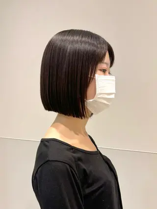 ショート カラー パーマ ヘアアレンジ メンズ 切りっぱなしヘアボブ ミディアムヘアRYOのヘアスタイル