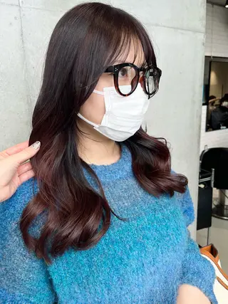 ロング カラー パーマ ヘアアレンジ 透明感/オリーブ/ グレージュ/YUKAのヘアスタイル