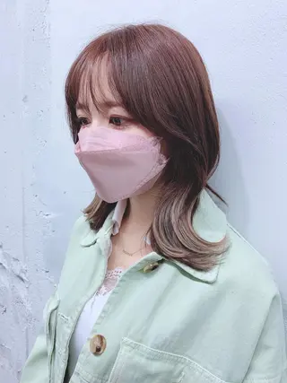 ミディアム カラー 盛れる顔周りカット ♥️韓国ヘア"ちぇるのヘアスタイル