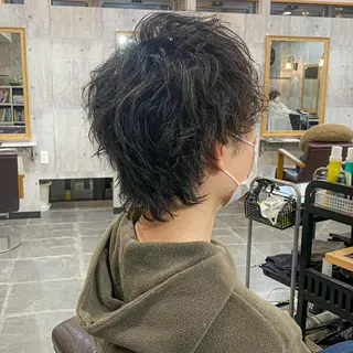 ミディアム パーマ メンズ 高橋 宏輔のヘアスタイル