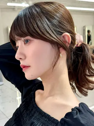 セミロング カラー 韓国ヘア🇰🇷透明 感カラー/yui💞のヘアスタイル
