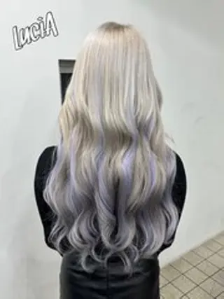 ロング ヘアアレンジ カラー LuciAエクステ カラー3000セラのヘアスタイル