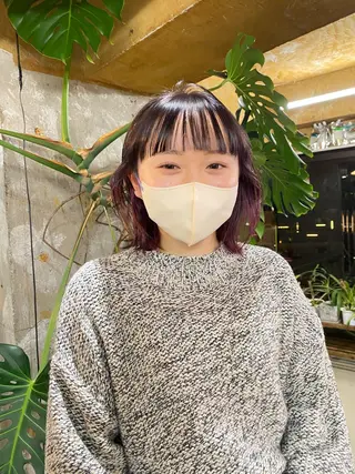 ミディアム カラー 竹内 柚子のヘアスタイル