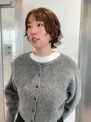 ミディアム パーマ 抜け感ボブ×パーマ ｜kazaneのヘアスタイル