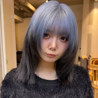 ミディアム カラー ウルフ/レイヤー/ ブリーチカラーのヘアスタイル