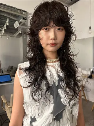 ロング パーマ 岡崎パーマ 岡山裕成のヘアスタイル