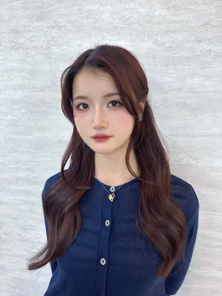 ロング ヘアアレンジ 韓国レイヤーカット/ 儚げカラーチナツのヘアスタイル
