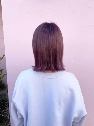 ミディアム カラー れいな🌼 ボブ･艶カラー🌼のヘアスタイル
