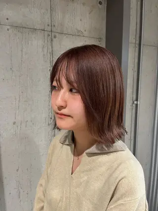 ミディアム カラー ヘアアレンジ ボブ×艶カラー 特化・リクト💥のヘアスタイル