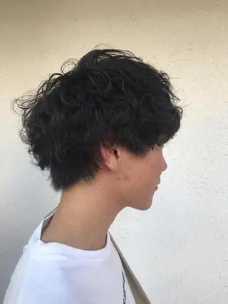 ショート カラー パーマ メンズ ニュアンスパーマ/ レイヤー/茶屋町のヘアスタイル