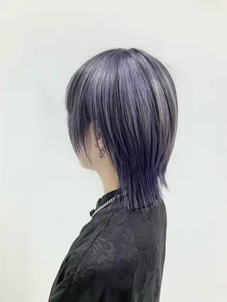 ショート カラー 雅/ダブルカラー/ 白髪ぼかしハイライトのヘアスタイル