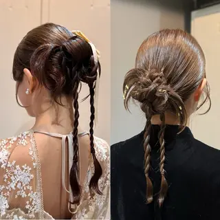 セミロング カラー ヘアアレンジ 縮毛矯正+モテカラー 🎀✨MIHOのヘアスタイル