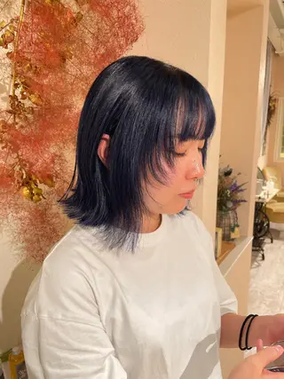 ミディアム 推しｶﾗｰ/韓国/ ﾋﾟﾝｸ/Renonのヘアスタイル