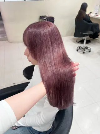 セミロング カラー ヘアアレンジ 韓国レイヤー＆ピンク 艶髪🩶maikoのヘアスタイル